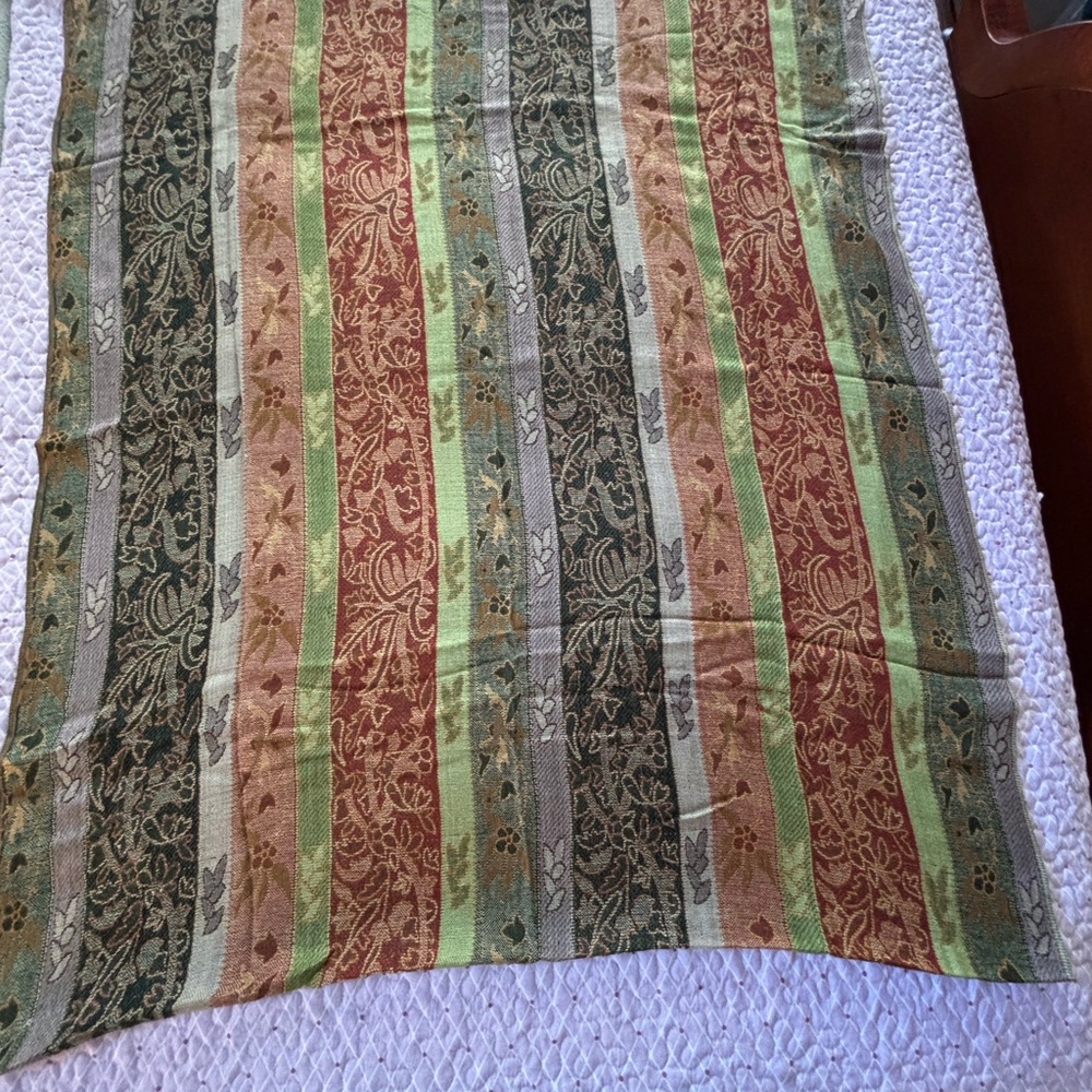 Floral Striped Pashmina in Green and Red